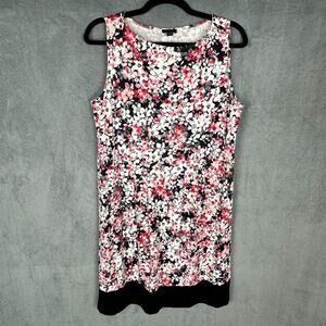 J Jill Wearever Collection Dress Womens Medium Pink Floral Sleeveless Preppy